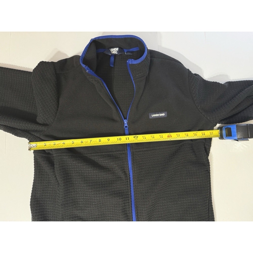 Lands' End Men's Fleece Jacket Medium 38–40‎ Full Zip Black Blue Trim - Picture 6 of 6